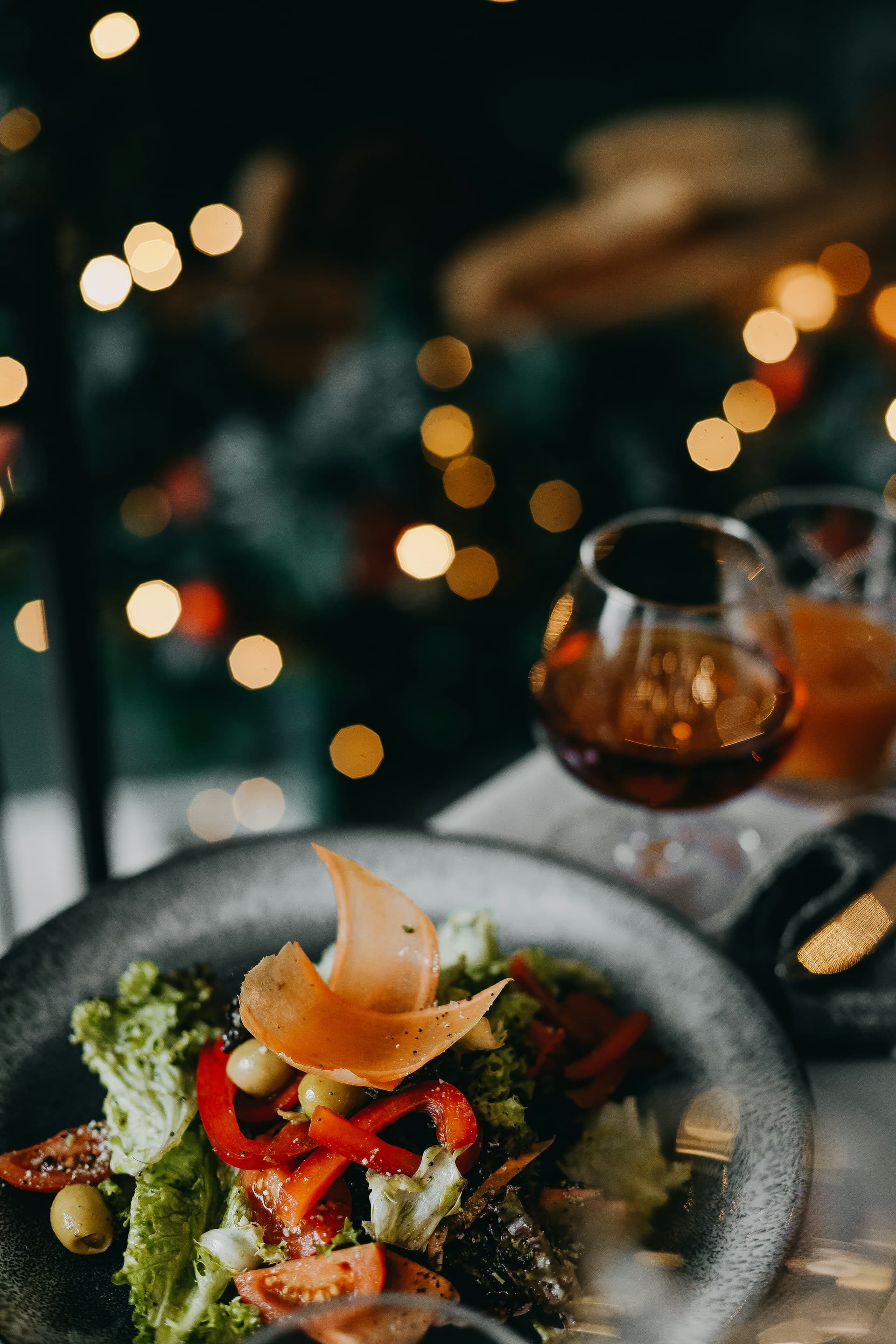 Warm candle-lit restaurant table